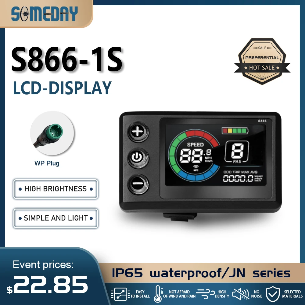 

S866-1S цветной ЖК-дисплей 24 В/36 В/48 В электрический велосипедный спидометр цифровой большой экран водонепроницаемый проводной аксессуар для велосипеда