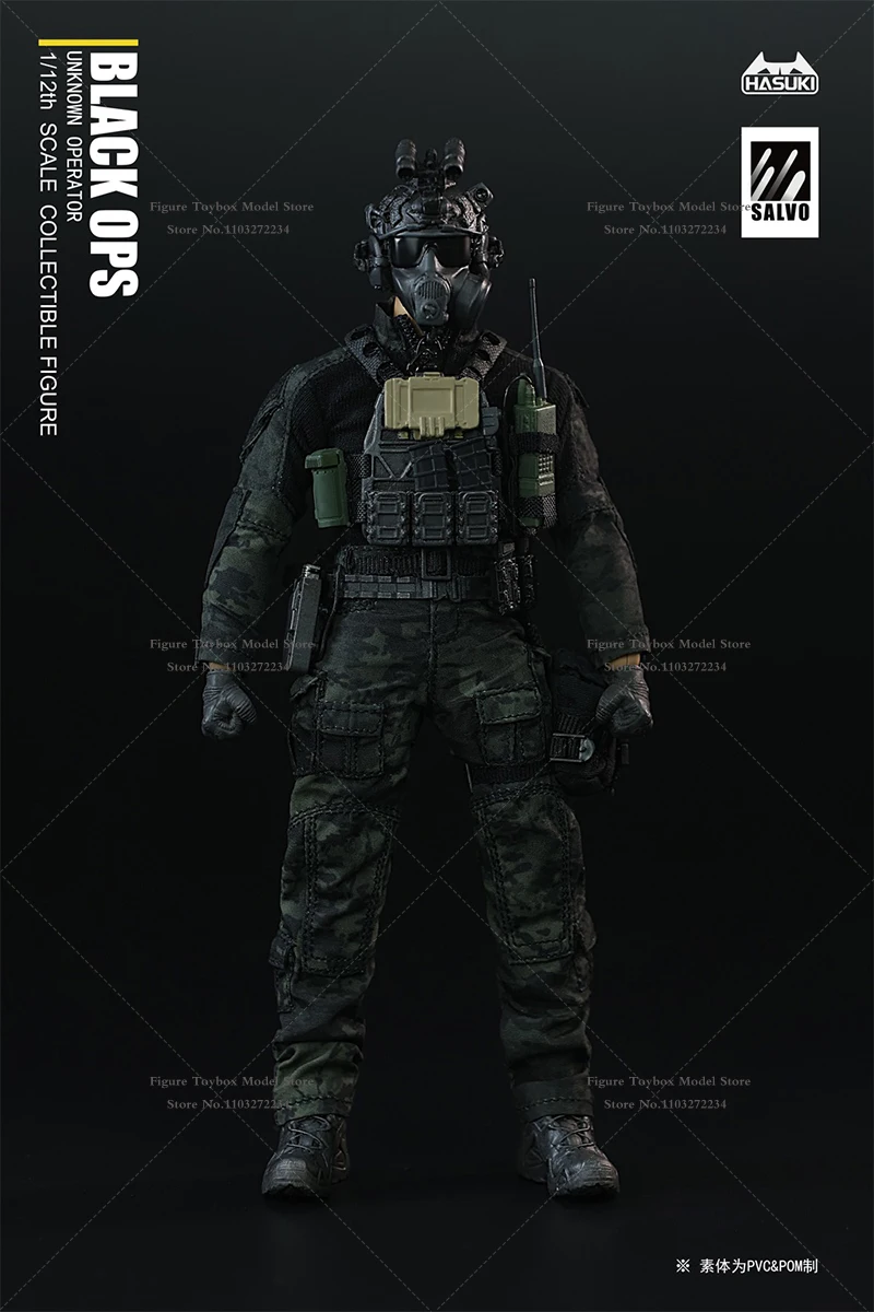 Hasuki 1/12 salvo serie erste charge sa01 black ops mini nacht kombi tischer militärischer soldat modell 6 "vollsatz action figur