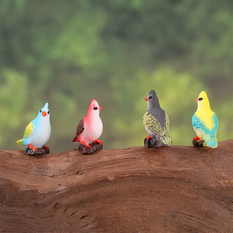 New Figurine Miniature Cute Colorful Bird Micro Landscape Ornaments For Home Decorations Lovely Parrot Gardening Accessories