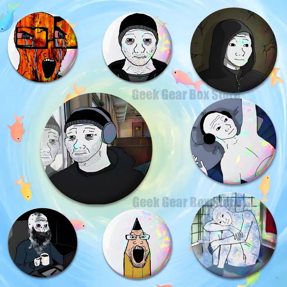 

Creative Funny Wojak Meme Badges Button Round Creative Pin Brooch Badge Bag Decor Fans Collect Friends Gifts