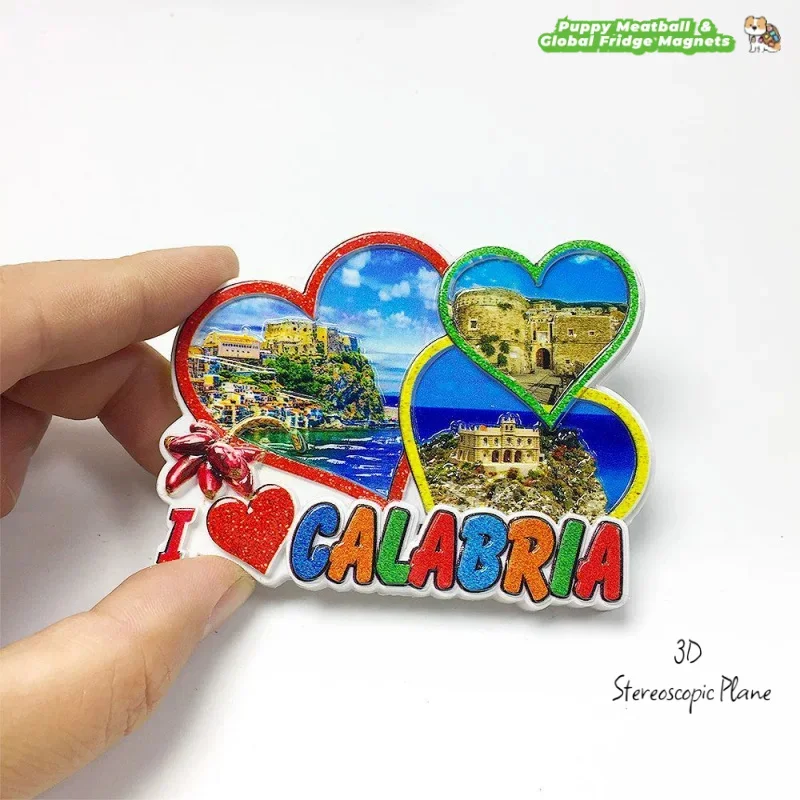 Calabria Heart Magnetic Fridge Magnet Travel Souvenir Exquisite Decoration