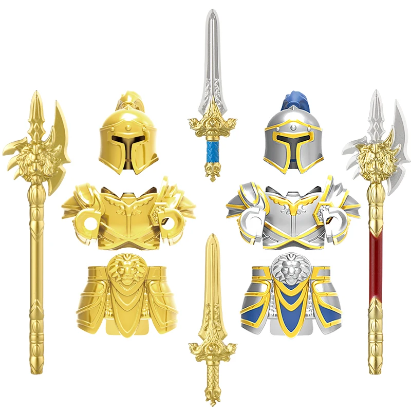 Medieval Knight Stormwind City Guard Reloaded Golden Horse Silver Horse Action Figures Building Blocks Accessories Toys
