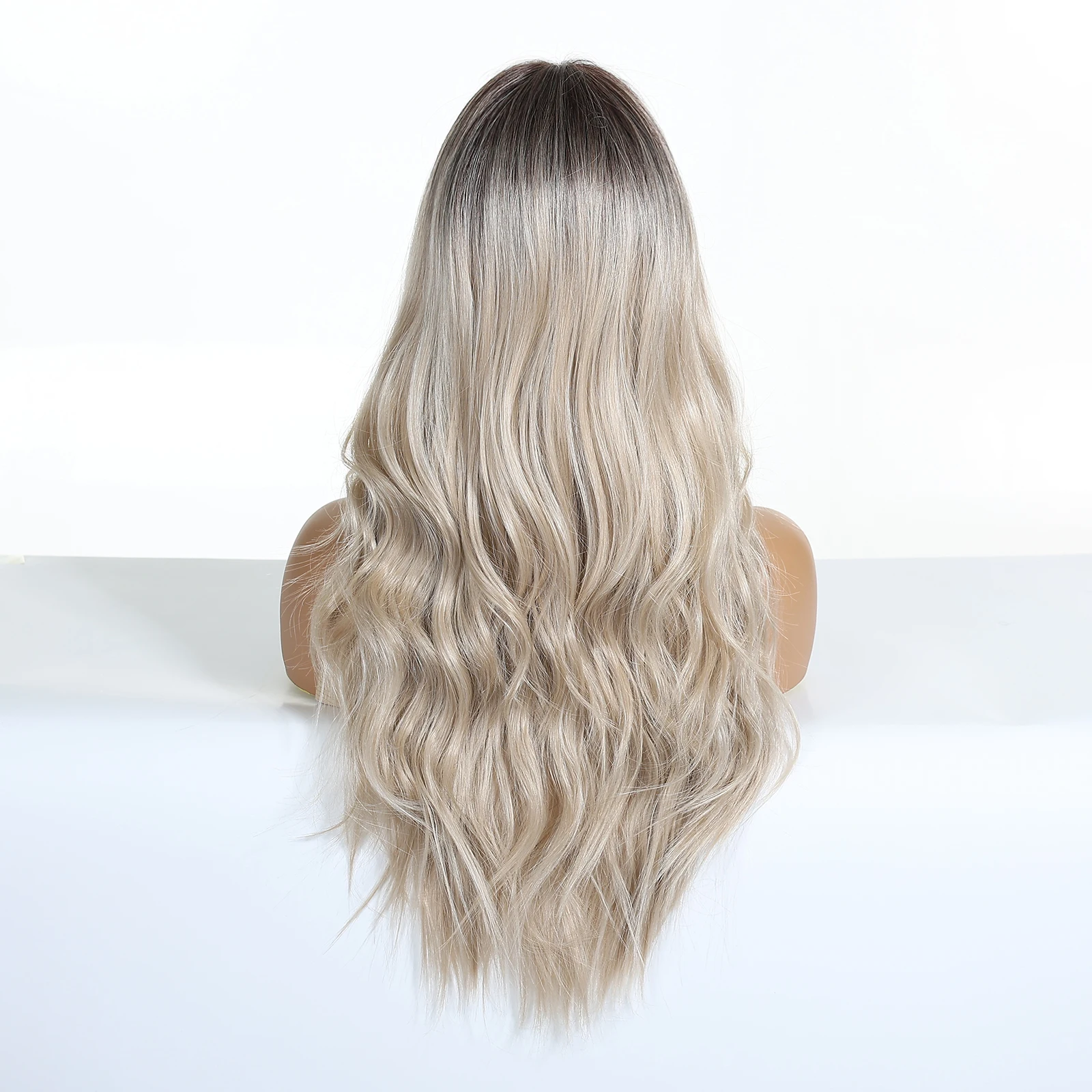 هنري مارغو طويل متموج أومبير البلاتين بيروكات صناعية الجذر الداكن الباروكات مع الانفجارات شعر مستعار تأثيري للنساء حفلة ألياف مقاومة للحرارة #5