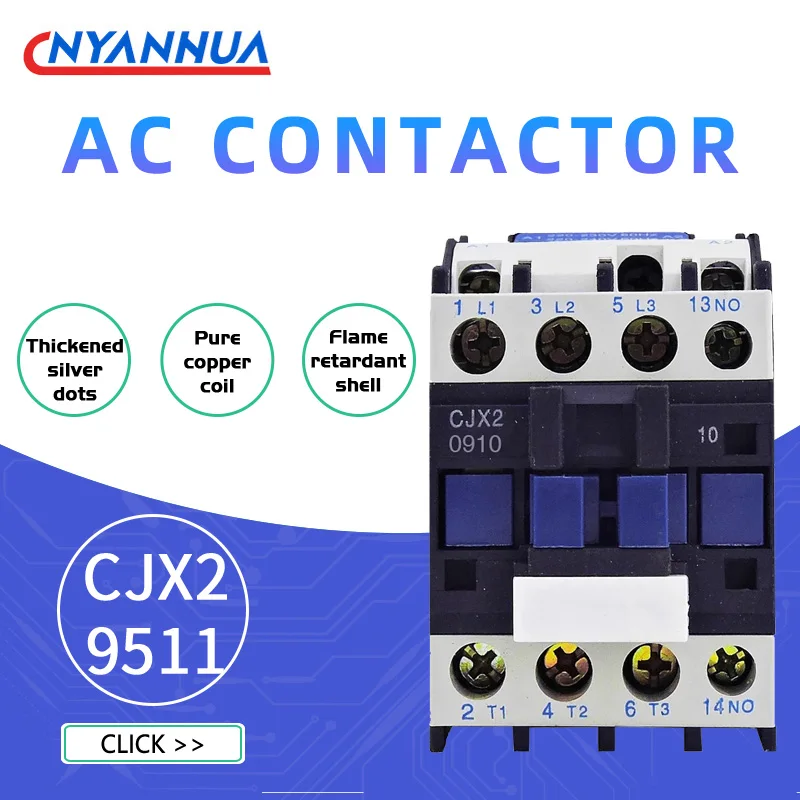 LC1D AC Contactor CJX2-0910 9A NO 3-Phase DIN Rail Mount Electric Power Contactor 24V 36V 110V 220V 380V