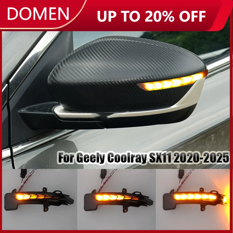 For Geely Coolray SX11 2020 2021 2022 2023 2024 2025 Car rearview mirror flow light LED light exterior modification parts