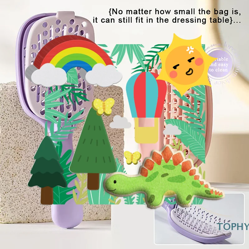 

Folding Hair Scalp Massage Comb Hair Brush Anti-static Wet Dry Curly Hairbrush Salon Hair Styling Tool For Women Men Self-cleani