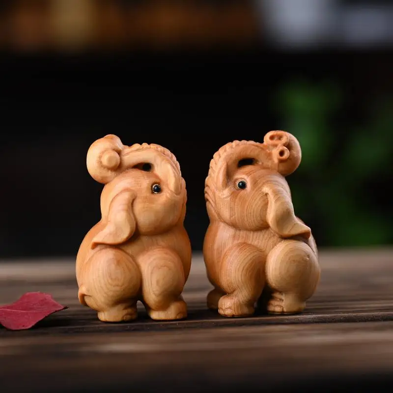 Handcrafted Wooden Elephant Figurine - Versatile Indoor/Outdoor Decor For Christmas, Diwali, New Year & Prosperity Celebrations