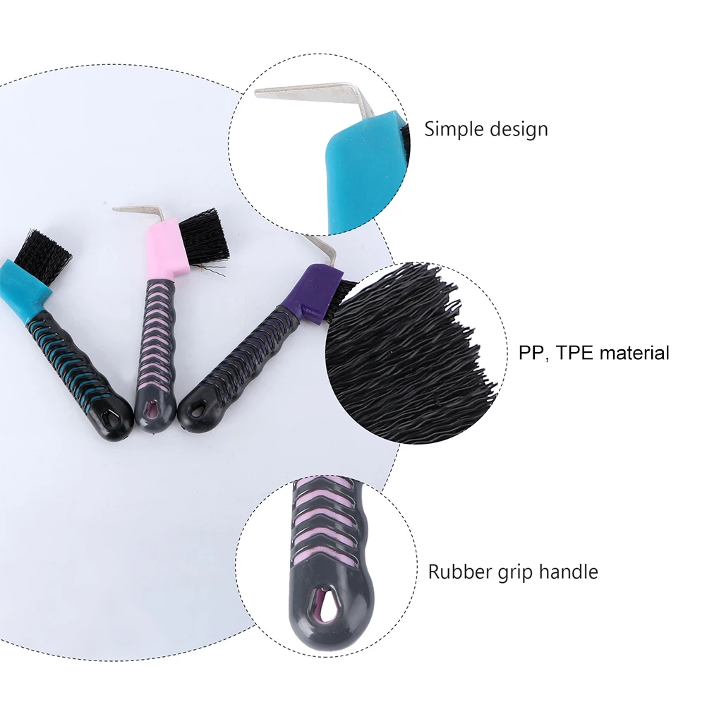 

2pcs Tool Grip Picks Durable Pp Tpe Brush For Horsehair Hoof Rocks Horse Grooming Supplies Horseshoe Cleaning Tools Stiff