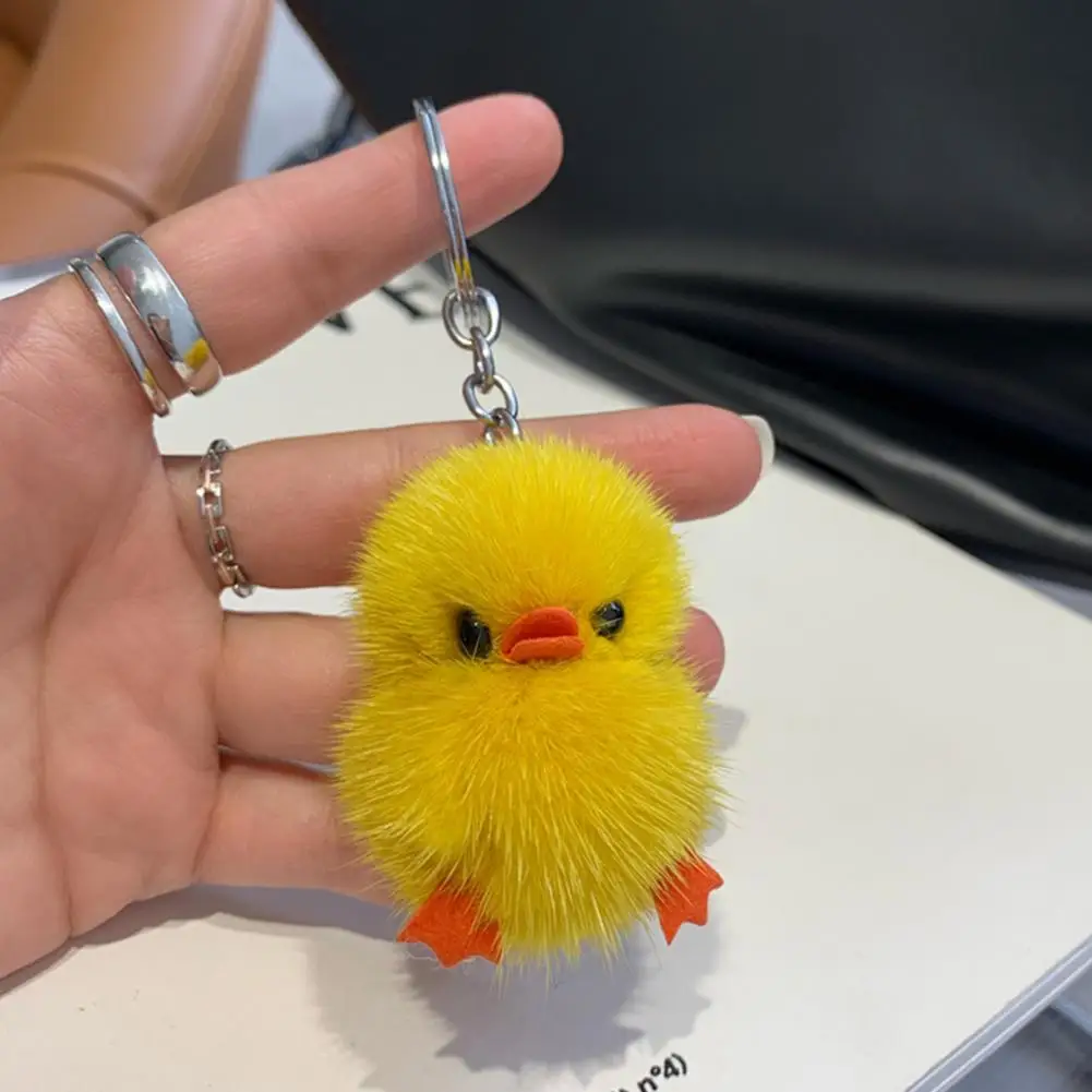 Portable Key Holder Soft Plush Duck Keychain Portable Anti-lost Key Holder Mobile Phone Chain Bag Hanger Backpacks Suitcases