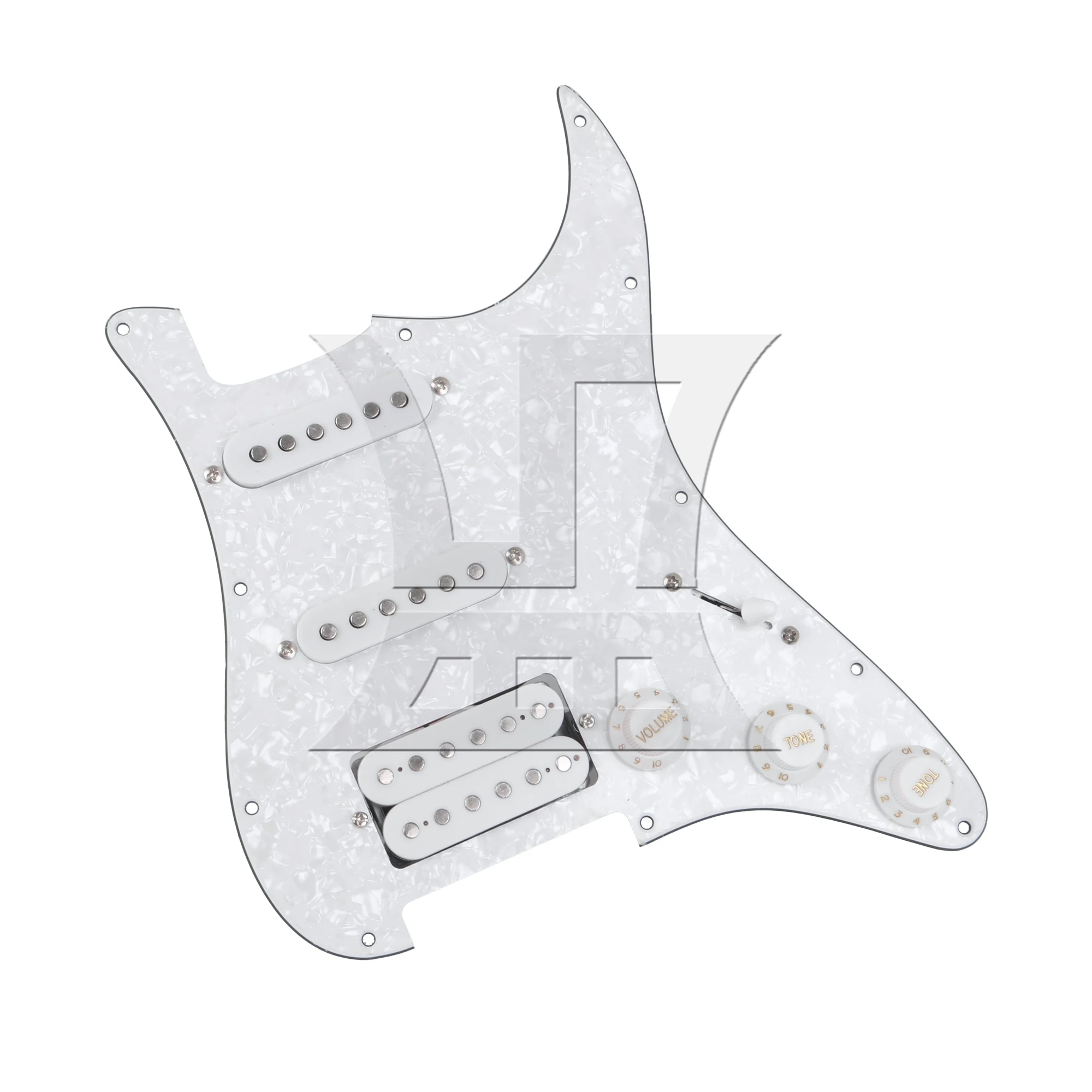 Yibuy 3Pcs Pre-wired Loaded Pickguard Pickups Knob Switch For Electric Guitar White