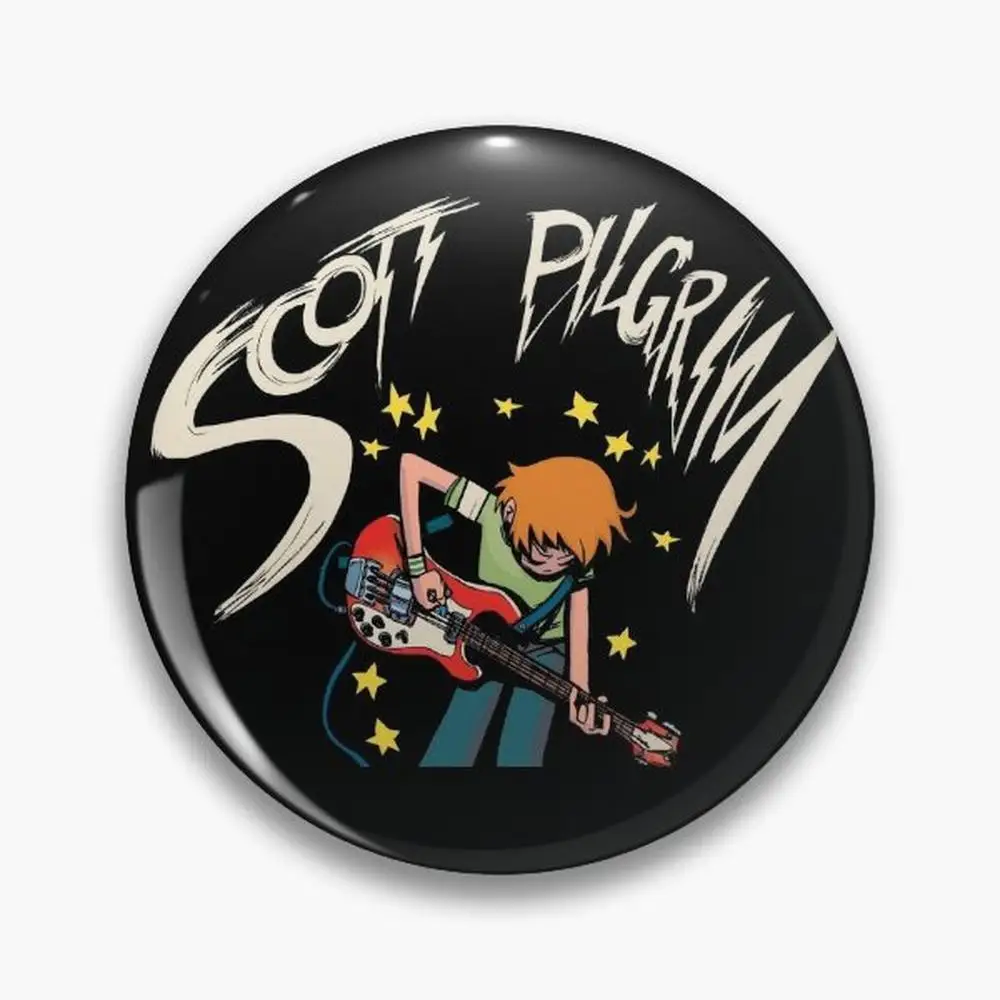 Scott Pilgrim-broches de botón de cómic de bajo, accesorio de joyería personalizado, insignias de solapa de moda