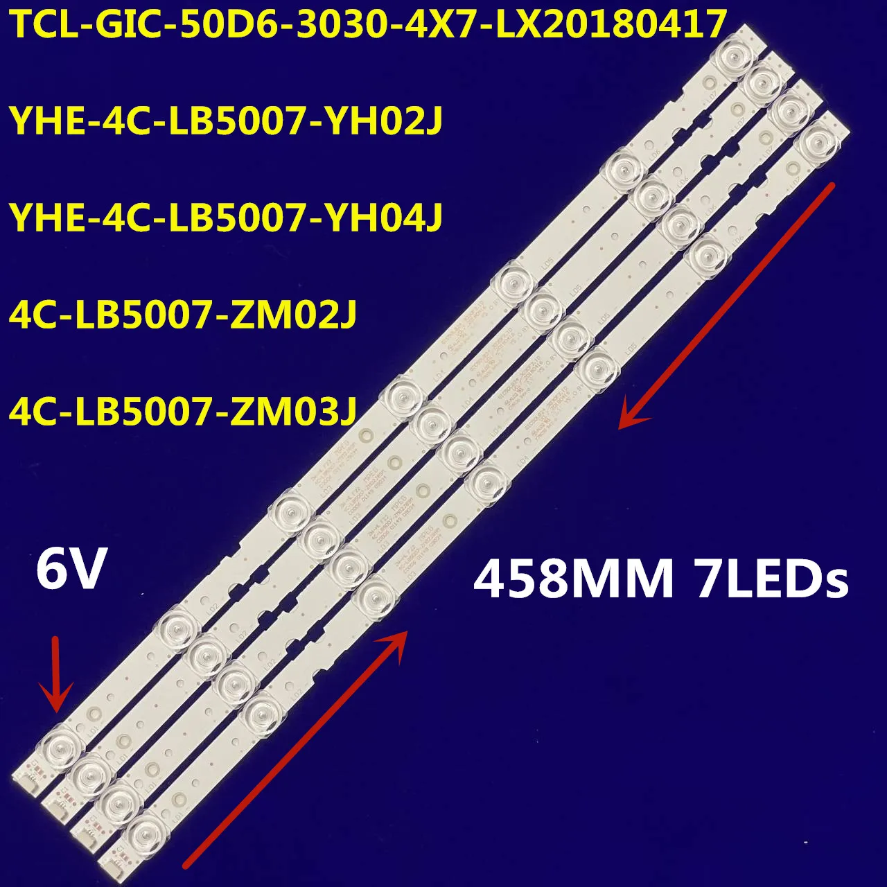 60 قطعة LED قطاع 7 مصباح ل 4C-LB5007-HR01J 50HR330M07A0 YHF-4C-LB5007-YH02J 50a421 50a423 50A360 50A362 50A730U 50D730U