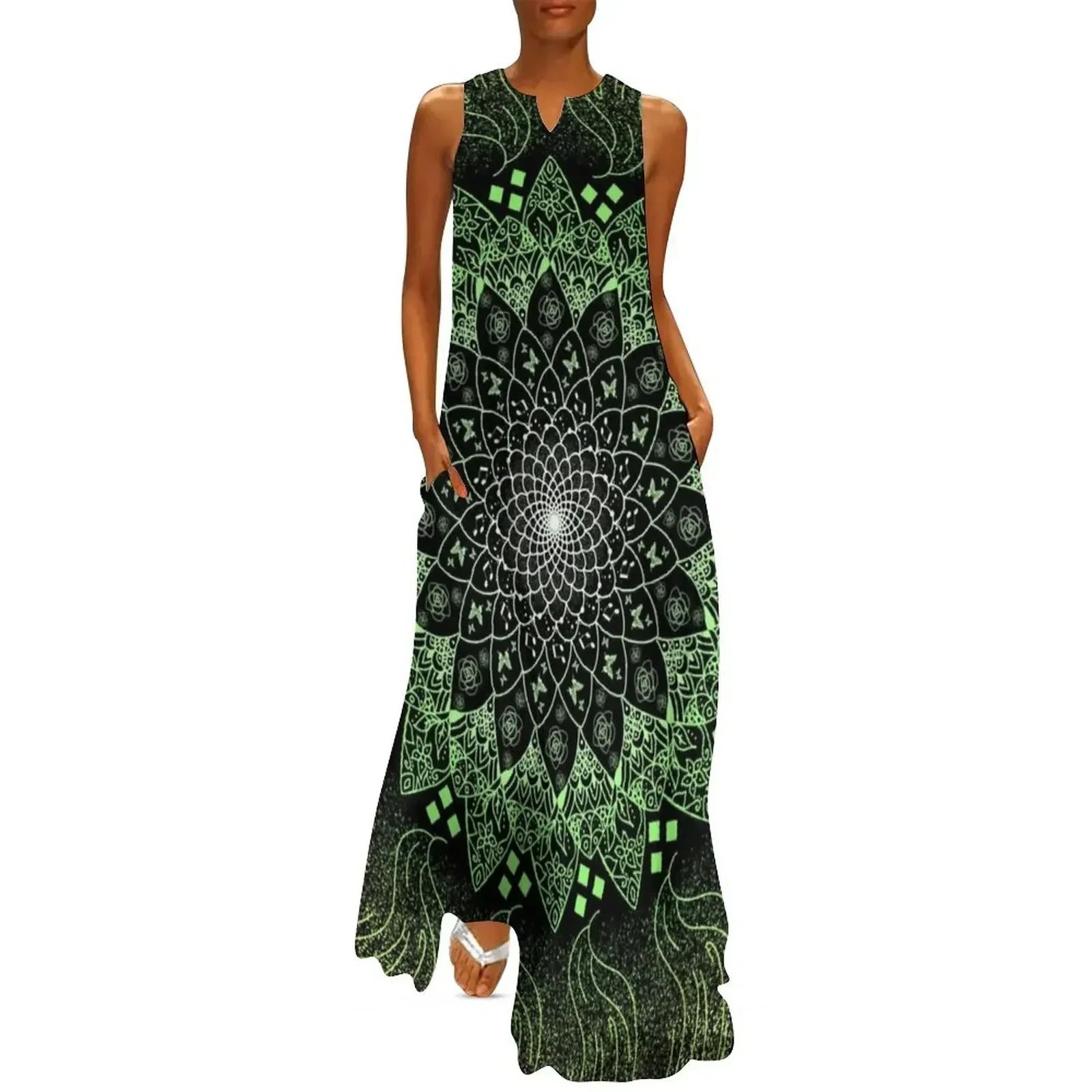 

Green mandala Long Dress evening dress women summer dresses women 2025 Dress woman Women's clothing