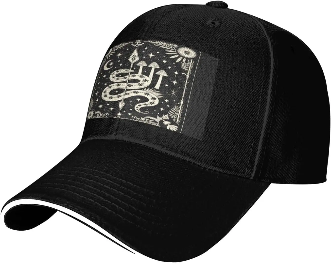 Gothic Bohemian Witchy Occult Tarot Card Celestial Snake Print Casual Baseball Cap Unisex Sandwich Brim Adjustable