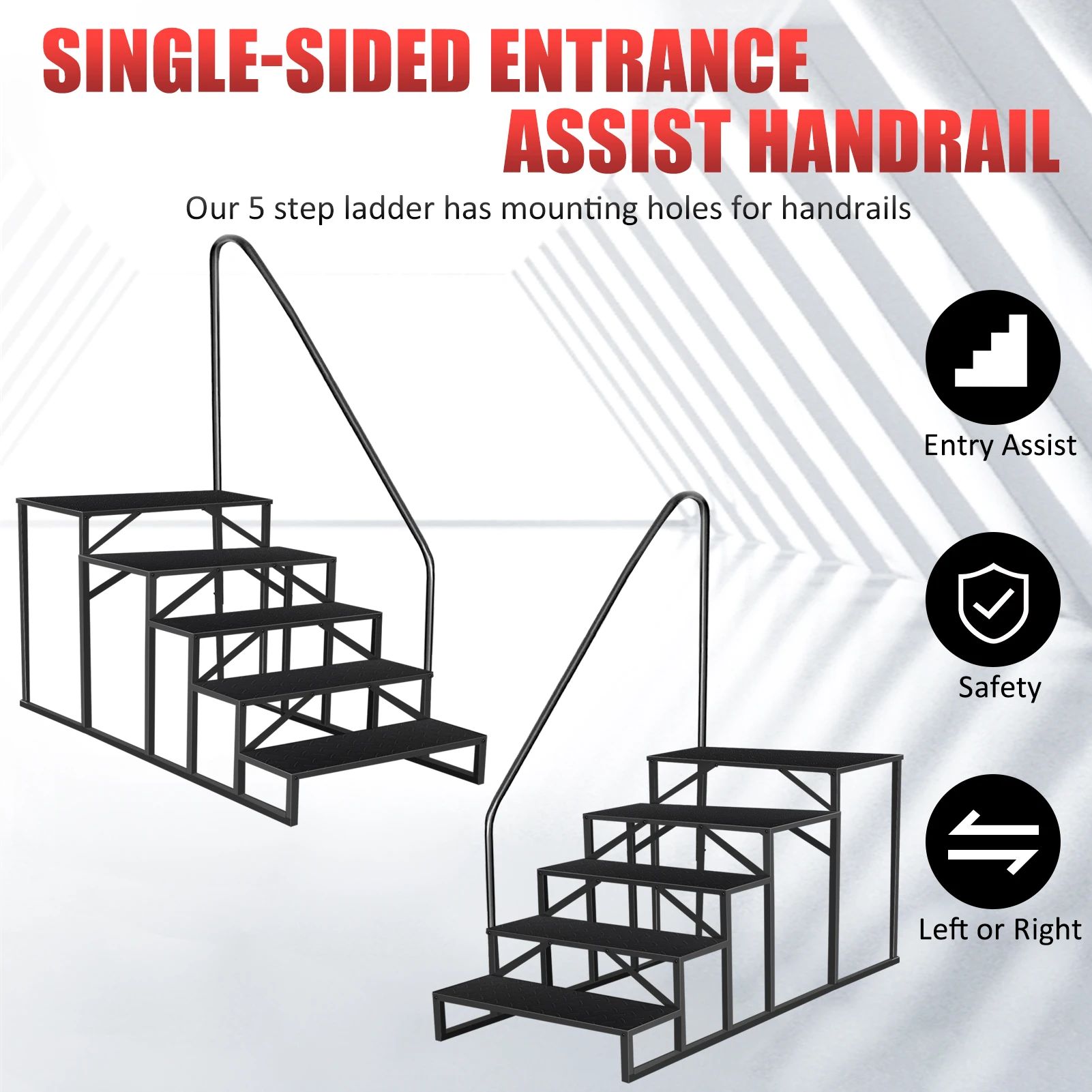 5 Step RV Stairs with 2 Handrails,Update 3.0 Outdoor RV Steps with Anti-Slip Pedals,Spa Steps for Travel Trailers