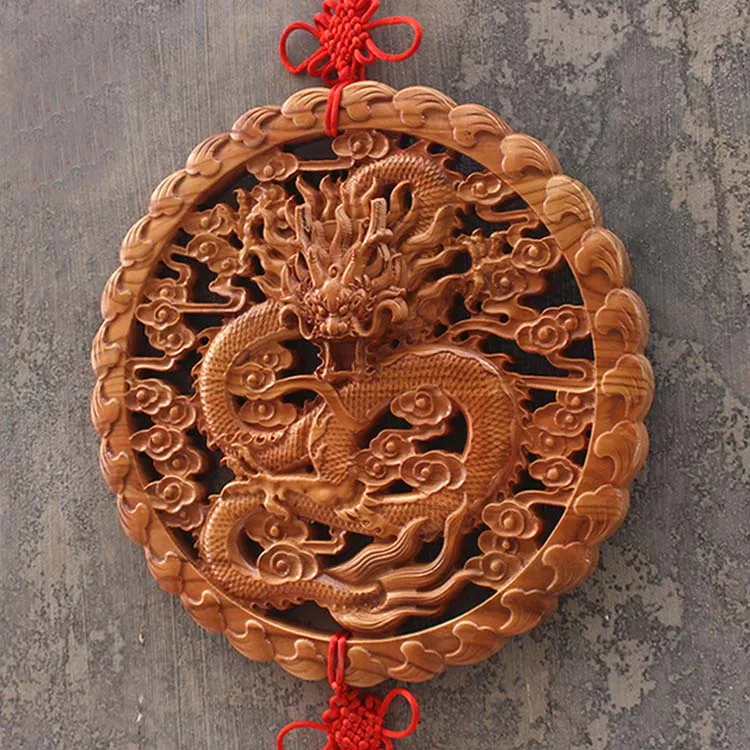 HOME OFFICE Company SHOP TOP Efficacious Money Drawing thriving business Lucky Royal Dragon Wood carving Hanging decoration