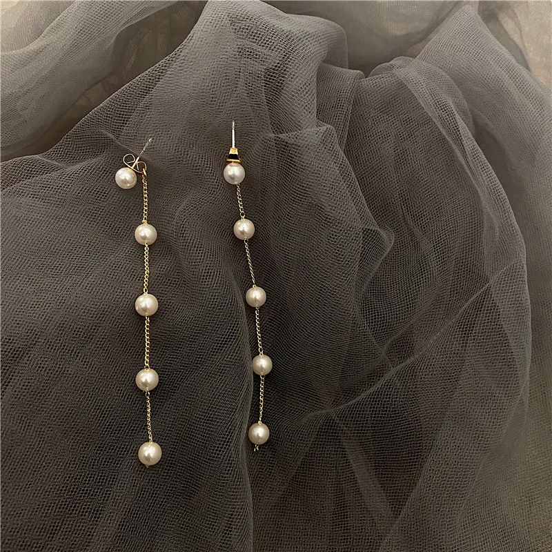 

Long Tassel Earrings for women Korean Pearl Chain Dangle Drop Earrings Simple Gilrs Brincos Wedding Party Fashion Jewelry