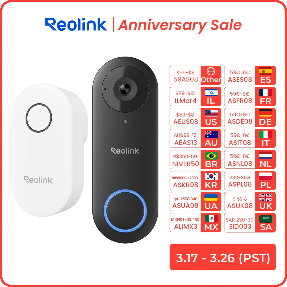 Reolink 2K+ Video Doorbell Smart Home Video Intercom Human Detection Support Alexa Door bell with Chime WiFi or PoE Options