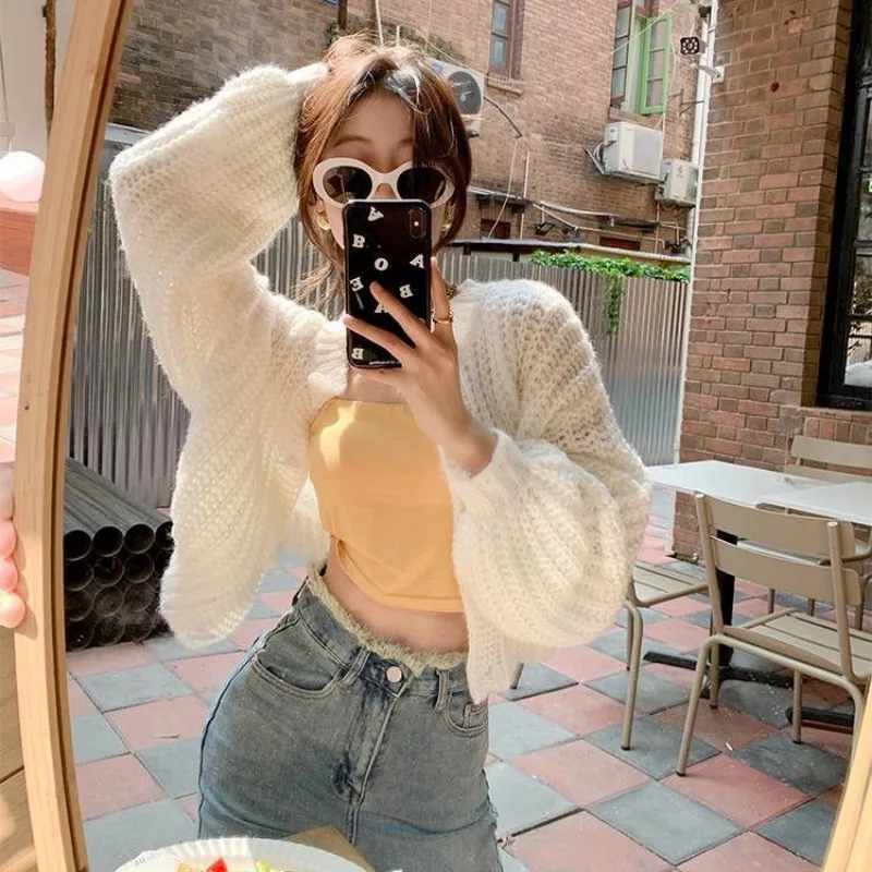 Unique Cool Knitted Top Coat Cardigan Sweater Female 2023 New Network Red Spring/Summer Long Sleeve Sweater Cardigan Female Tops