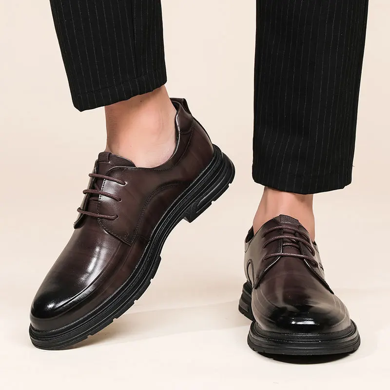 Mannen Lederen Schoen Zakelijke Formele Jurk Britse Stijl Mannen Schoenen Echte Koeienhuid Elegante Casual Zakelijke Luxe Sociale Mannelijke Schoen