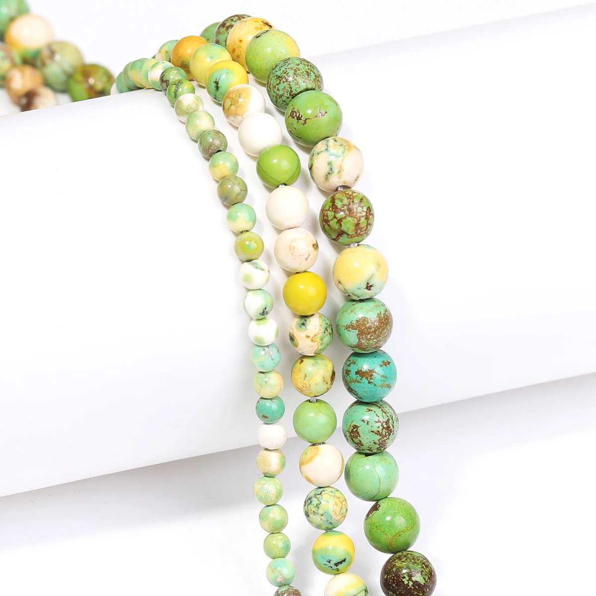 Grass Yellow Turquoise Beads Natural Dull Polished Loose Round Beads For Jewelry Making DIY Bracelet Accessories