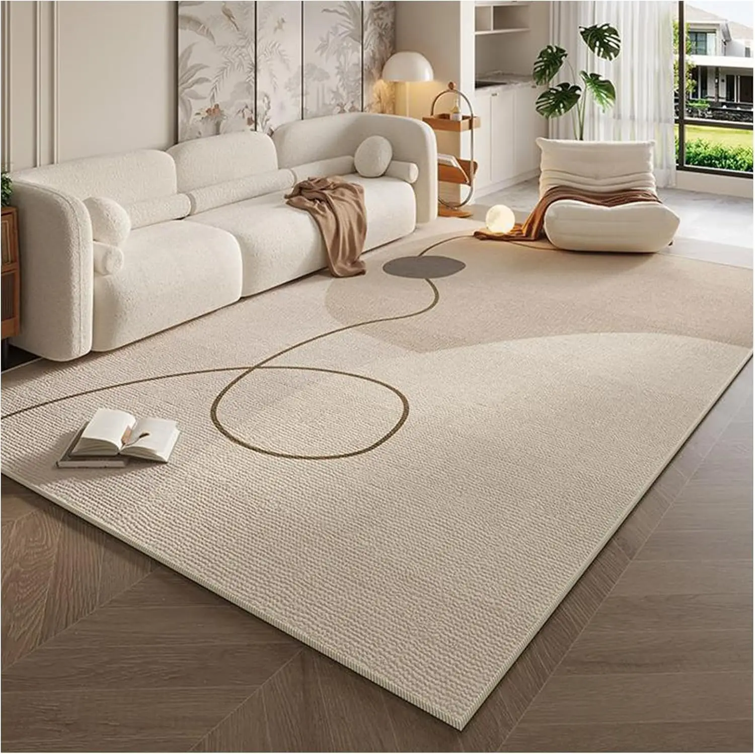 VIKAMA Cream Wabi-sabi Rug Modern Minimalist Textured Carpet Soft Beige Floor Mat Living Room Sofa Nordic Home Decor