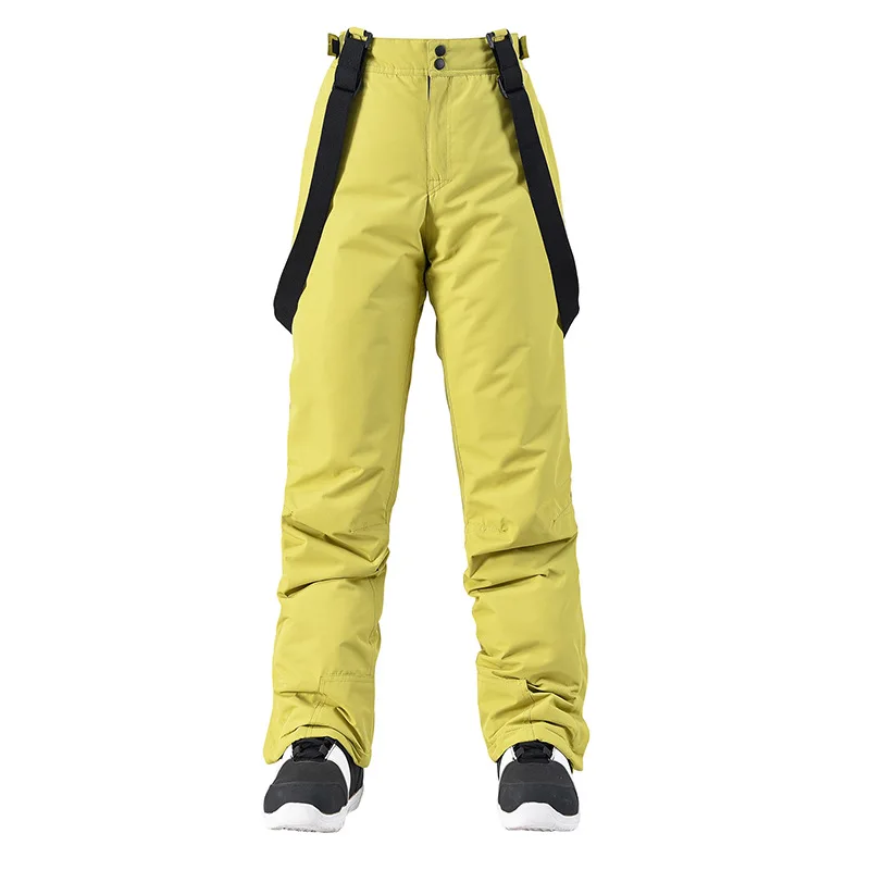 Men and Women Ski Pants Winter Outdoor Windproof Splashing Warm Thickened Skiing Pants Single Board Straps Snow Pants