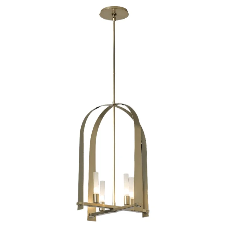 Modern style brass steel glass cylindrical chandelier, suitable for living room indoor high-top dining room chandelier handmade