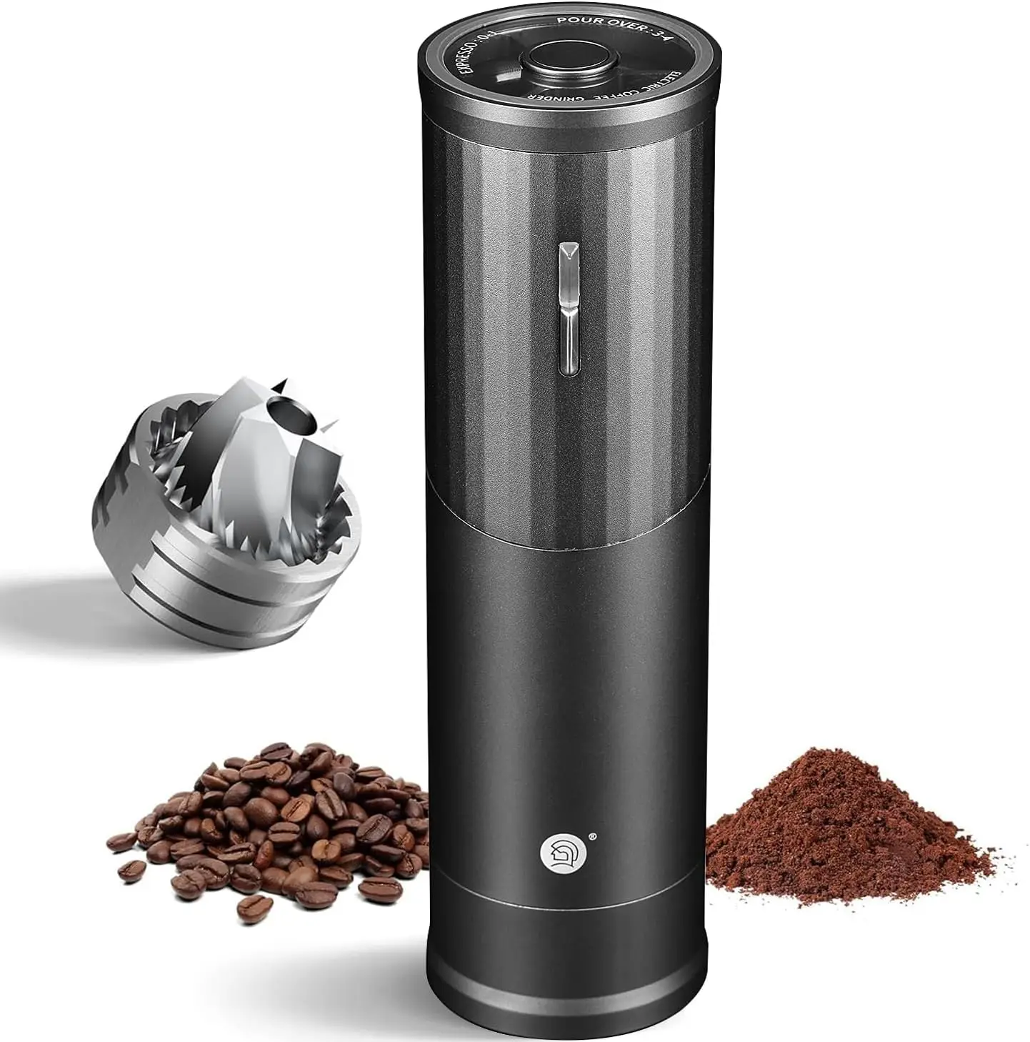 ^For Electric Coffee Grinders, Portable Burr Grinder Capacity 50g w/Magnetic Cover,External Adjustable Setting, Aluminum Alloy