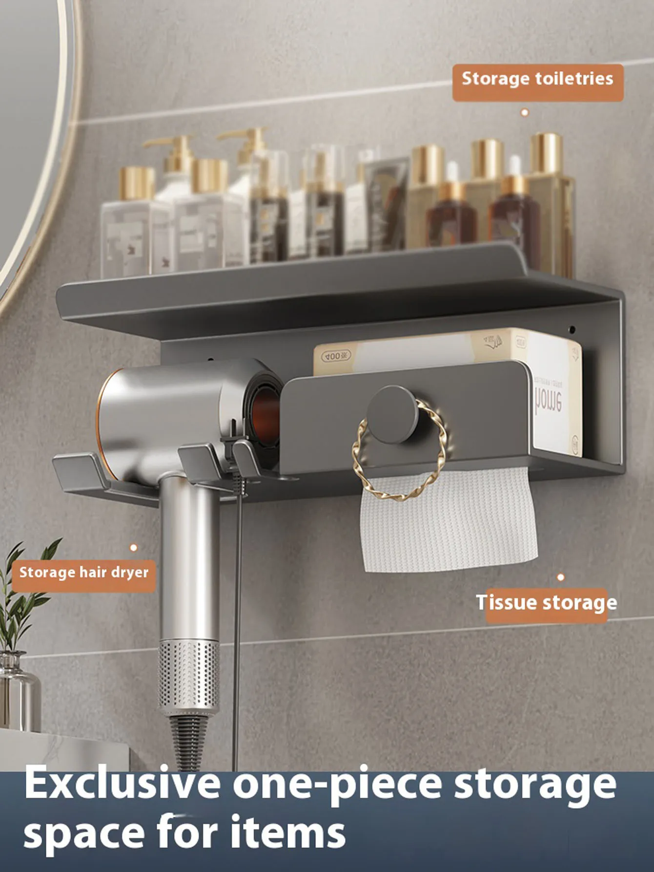 Universal Hair Dryer Holder  Toilet Wall-mounted Hanger Hair Dryer Tissuse Box Storage Rack  Bracket Bathroom Accessories