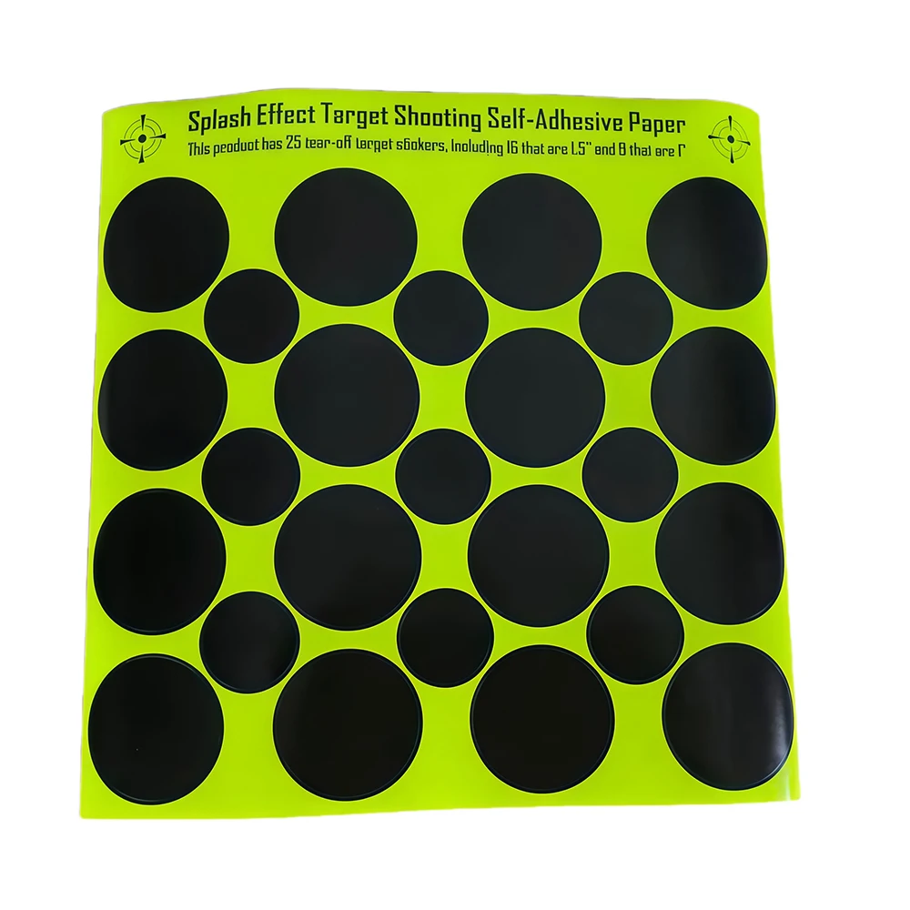 Reactive Splatter Replacement Dot Targets - 16 1.5-inch & 9 1-inch Dots per Sheet, Red or Black Color Options for Shooting,10Pcs view 2