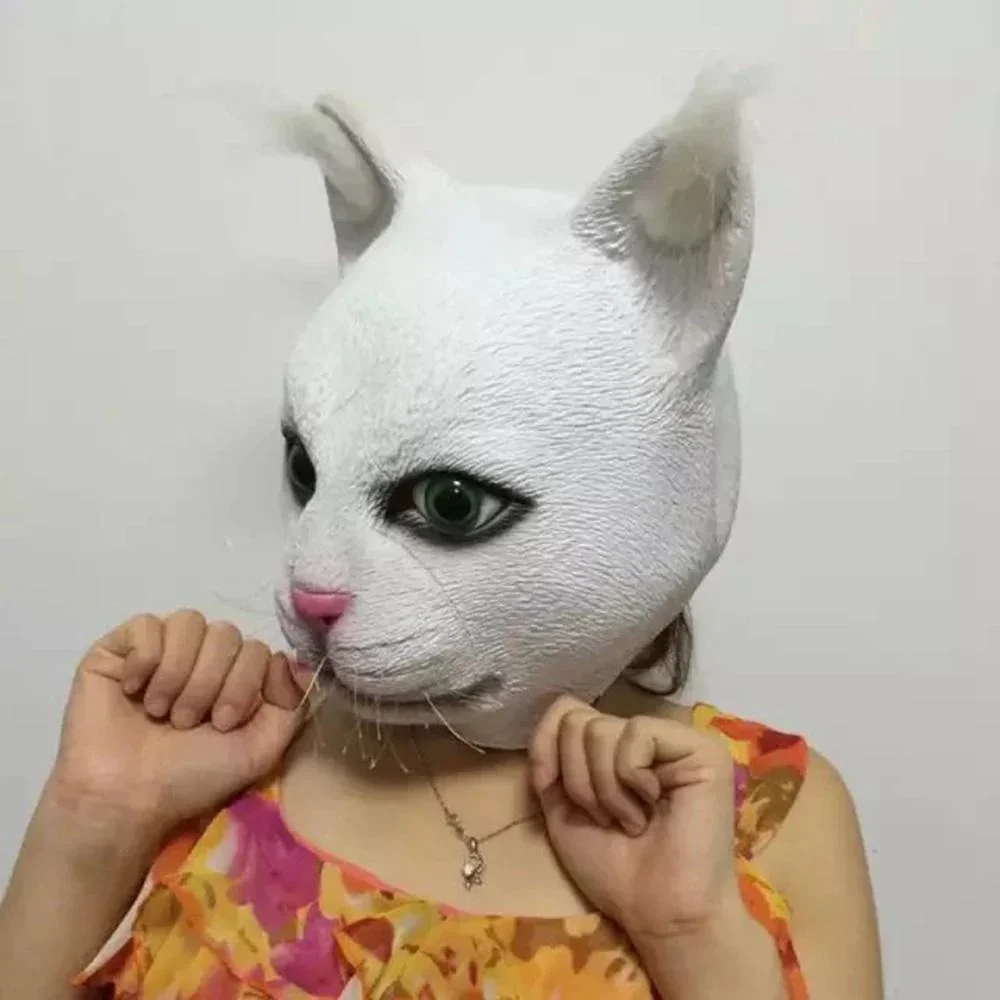 Halloween Cute Realistic Cat Latex Mask Adult Full Face Latex Mask - Cosplay Party Mask for Halloween Masquerade