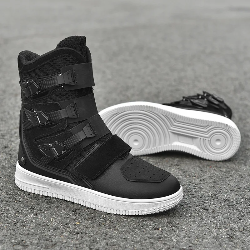 

Мужские мотоциклетные ботинки в стиле ретро, высокие ветрозащитные защитные мотоботы для бездорожья и ралли, регулируемая байкерская обувь для путешествий Cruiser