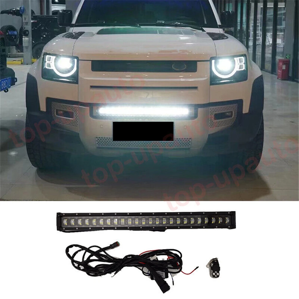 

Fits LR Defender 90 110 2020-23 Front Grille Grill LED Light DRL Fog Lamp Hidden