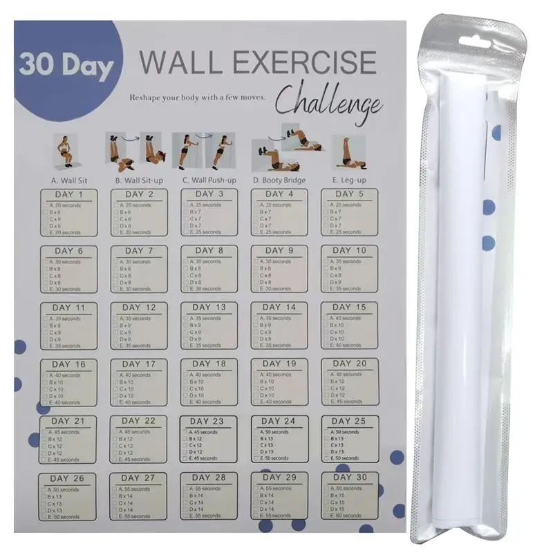 

Wall Fitness Planner 30 Days Quick Planning Workout Challenge Log Sheet Wall Blank Exercise Planner Poster For Youth Women