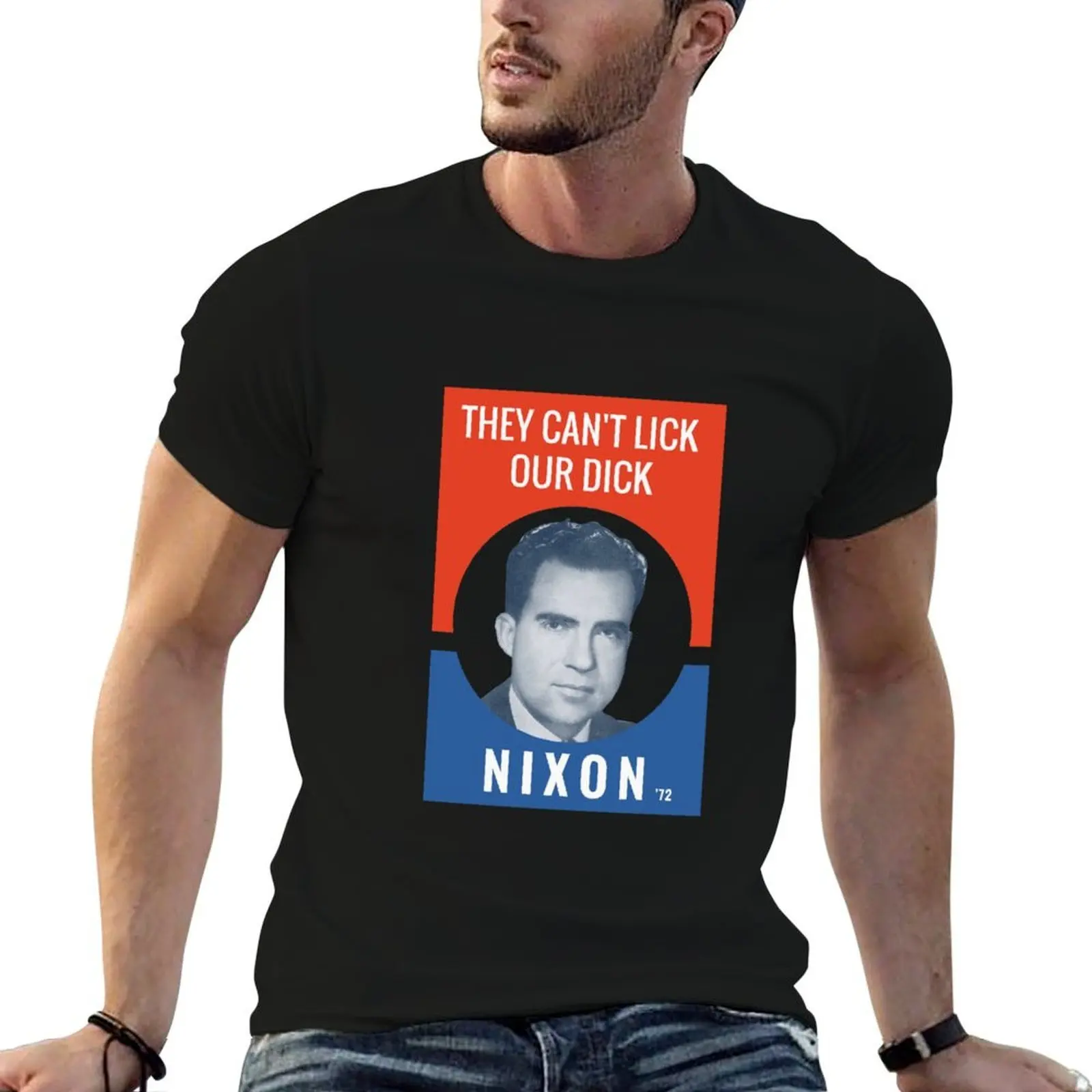 They Can't Lick Our Dick - Nixon '72 Election Poster, camisetas estampadas para hombre, camiseta de algodón para hombre