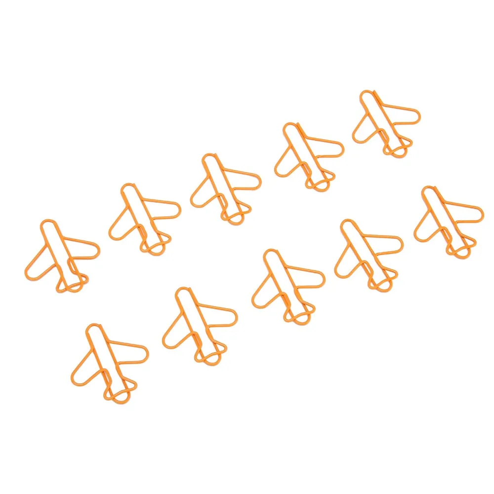 

100Pcs Aircraft Shape Aircraft Shape Paper Clips Plastic-coated Wire 30*26mm Fancy Paper Clips Orange/Silver Cute