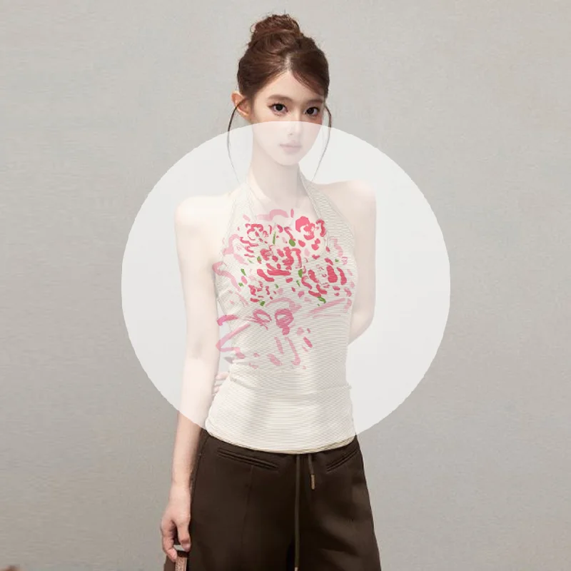 

Модный сексуальный полосатый тонкий жилет без рукавов на шнуровке с бретелькой на шее для женщин