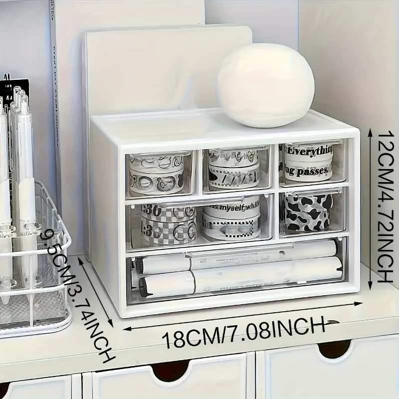 Desktop-Organizer mit sechs Schubladen – geräumiger und multifunktionaler Behälter, perfekt für Bürobedarf, Schreibwaren, Wohnheimutensilien – Detail 6
