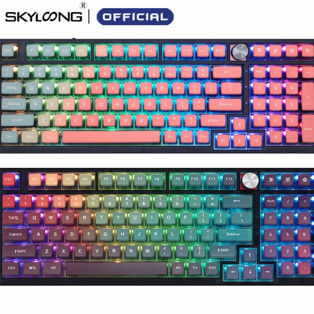 

SKYLOONG колпачки для клавиш GK7 GK6 GK5 PBT ABS Радужный неоновый пудинг темная сказка тема Майами розовая вспышка пользовательский колпачок для механической клавиатуры