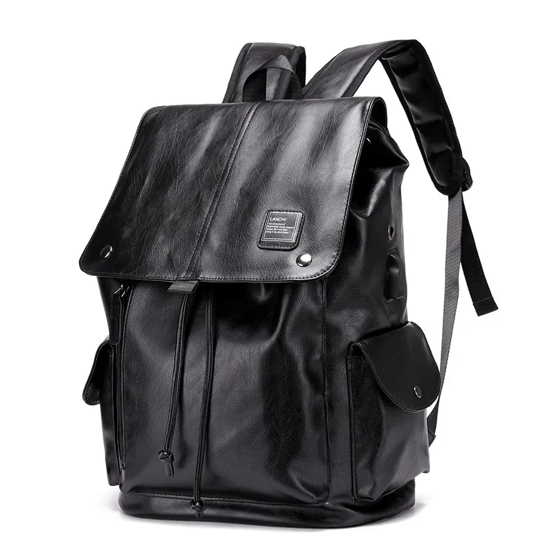 

Newest Style Trend Male Men Bags Backpack Boys Outdoors PU Leather Travel Students Fashion Pockets Multi-Zipper For Working