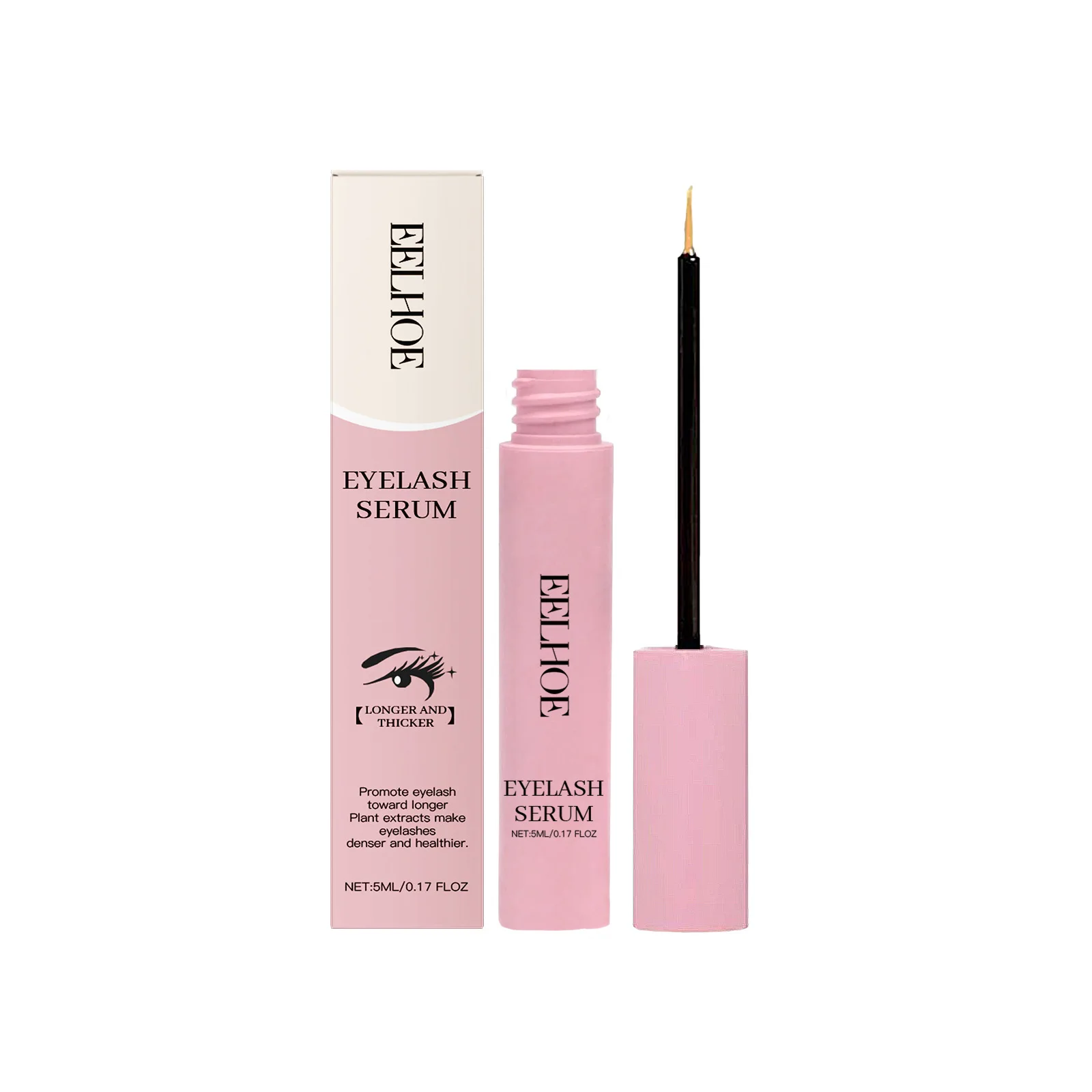 EELHOE มาสคาร่ากันน้ําสําหรับผู้หญิงขนตายาวและหนา Silky Eyelashes Lasting Eyelash Serum สําหรับ Lash Growth 5ml