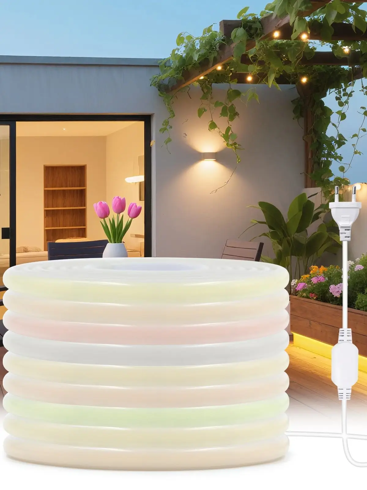 Bande Led COB 220V, prise ue, blanc chaud, rouge, bleu, vert, rose, 288 diodes/m, IP65, étanche, Flexible, néon, pour cuisine, salle, jardin