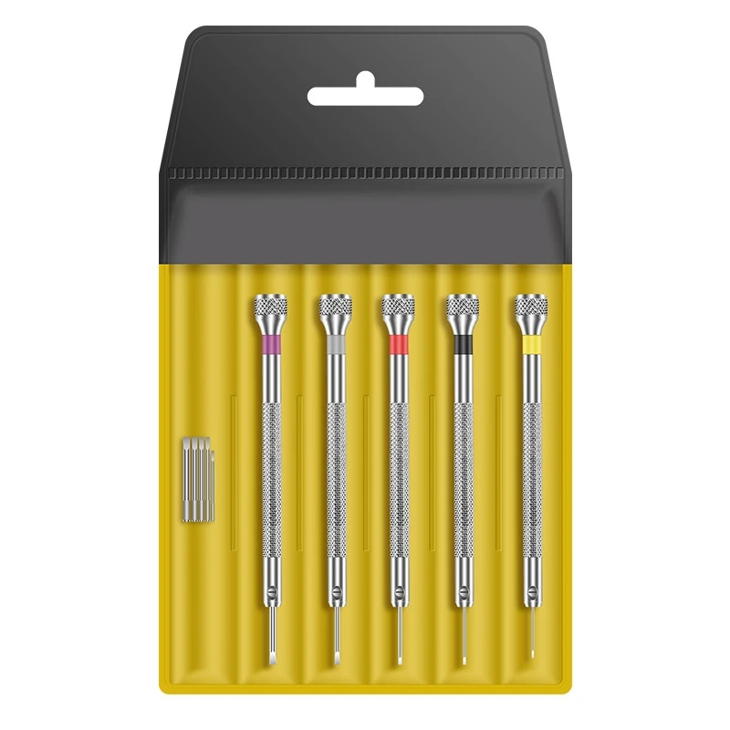 5PCS Watch Tool Repair Screwdriver Set 0.8-1.6mm Slotted Aluminium Screwdriver kit Professional Watchmakers Watch Tools