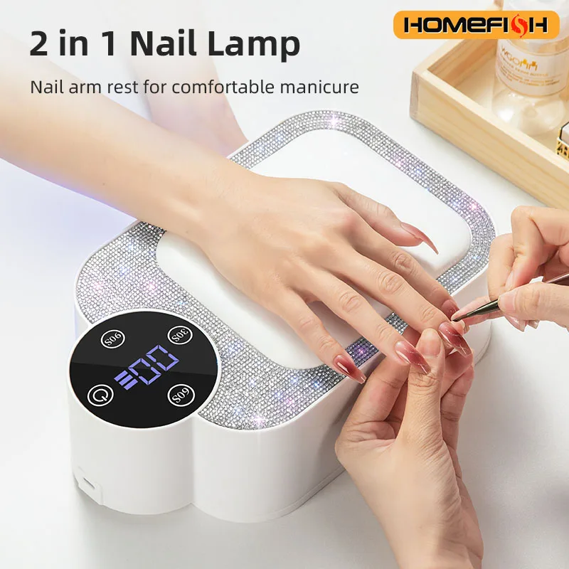 مصباح جل وسادة اليد القابل لإعادة الشحن من Homefish - معالجة بالأشعة فوق البنفسجية للأظافر، معدات منزلية محمولة سريعة الجفاف #1