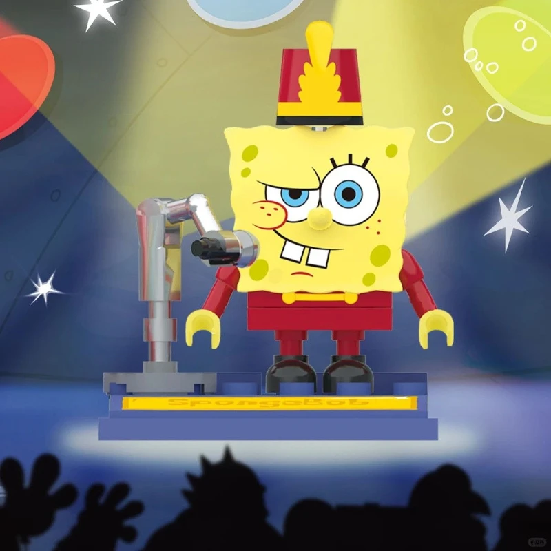 Senbao blocos de construção bob esponja calças quadradas clássico anime personagens mão montado brinquedos ornamentos presentes de aniversário das mulheres dos homens