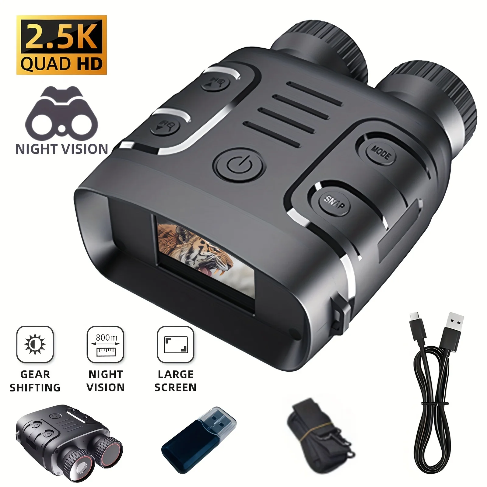 

2.5K Binocular Infrared Night-Visions Device 5X Binocular Day Night Use Photo Video Taking Digital Zoom For Hunting Boating, Ba
