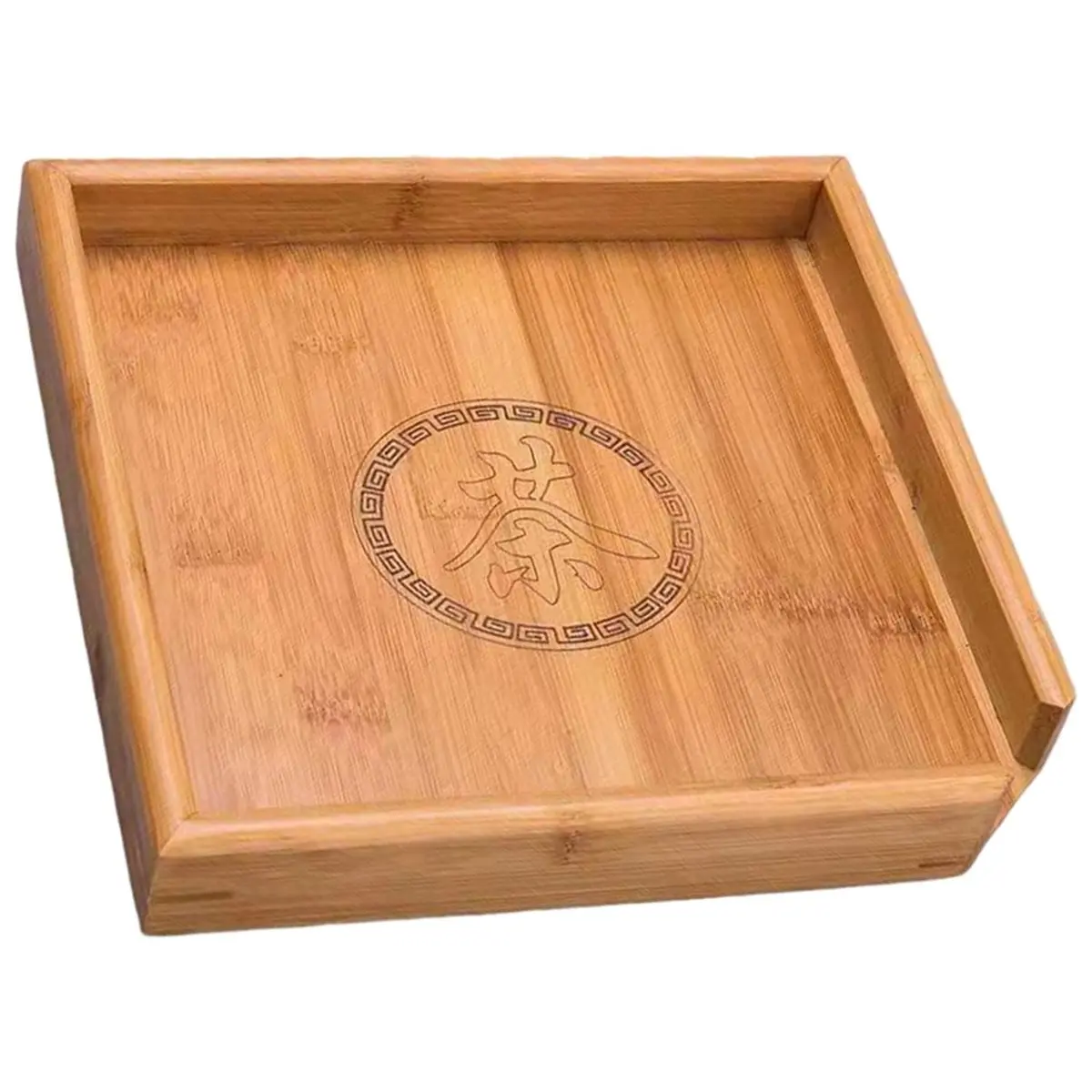 AB09 1Pc Square Tea Set Tray Chinese Style Bamboo Tea BoxCanister Tea Service Gadgets Tea Storage Tray for Storage Puer Tea