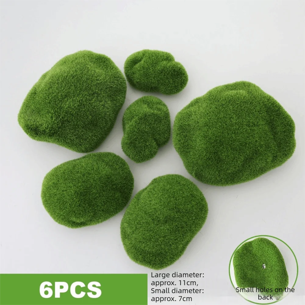 2/4/6/10PCS Green Artificial Moss Rocks Micro Landscape Flocking Foam Mini Moss Stone Scene Model Ecosystem Aquarium