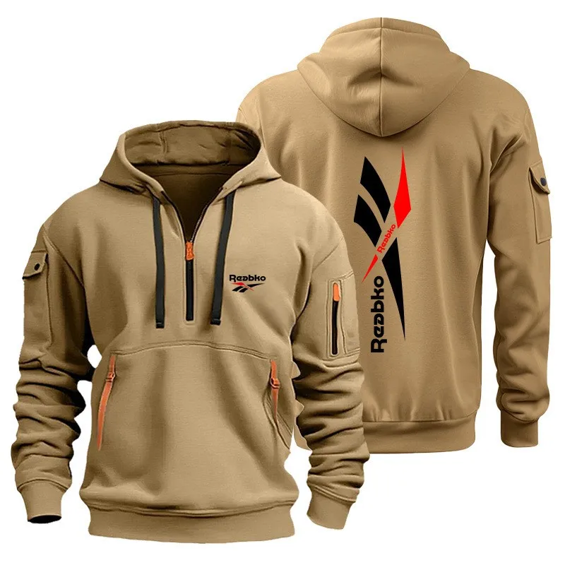 Men's Multi Pocket Hoodie New Fashionable Autumn and Winter, Fashionable Pattern Printed Drawstring Hoodie Sports Sweatshirt - Image 5
